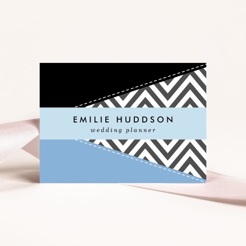 Gray Zigzag Gray Chevron Zigzag Pattern Blue Business Card