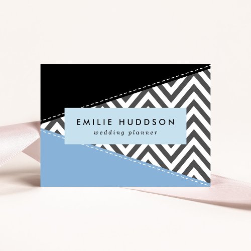 Gray Zigzag Gray Chevron Zigzag Pattern Blue Business Card