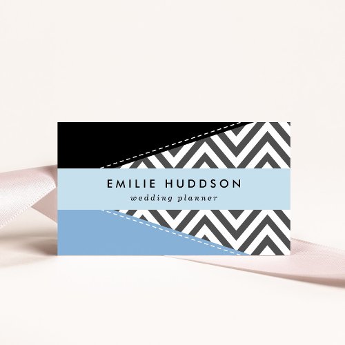 Gray Zigzag Gray Chevron Zigzag Pattern Blue Business Card