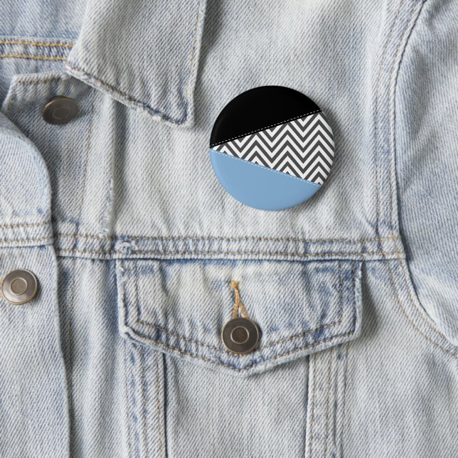 Gray Zigzag, Gray Chevron, Zigzag Pattern, Blue Button (In Situ)