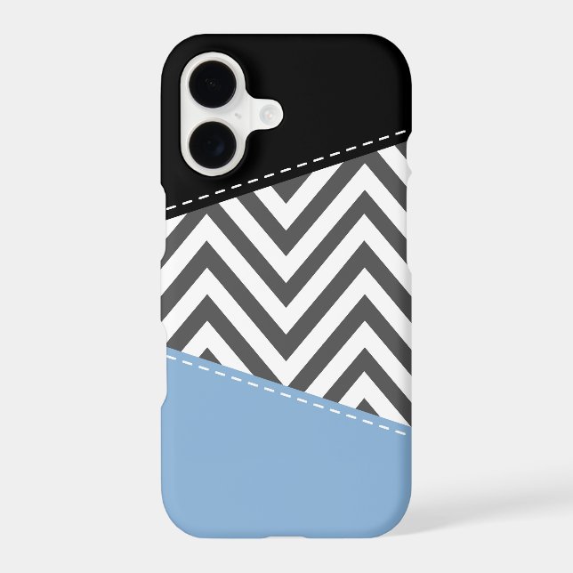 Gray Zigzag, Gray Chevron, Zigzag Pattern, Blue Case-Mate iPhone Case (Back)