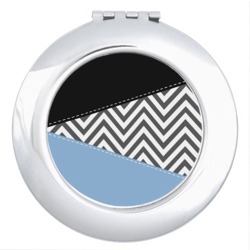 Gray Zigzag Gray Chevron Zigzag Pattern Blue Compact Mirror