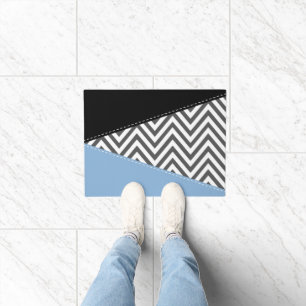 Gray Zigzag, Gray Chevron, Zigzag Pattern, Blue Doormat