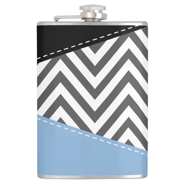 Gray Zigzag, Gray Chevron, Zigzag Pattern, Blue Flask (Front)