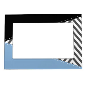 Gray Zigzag, Gray Chevron, Zigzag Pattern, Blue Magnetic Frame