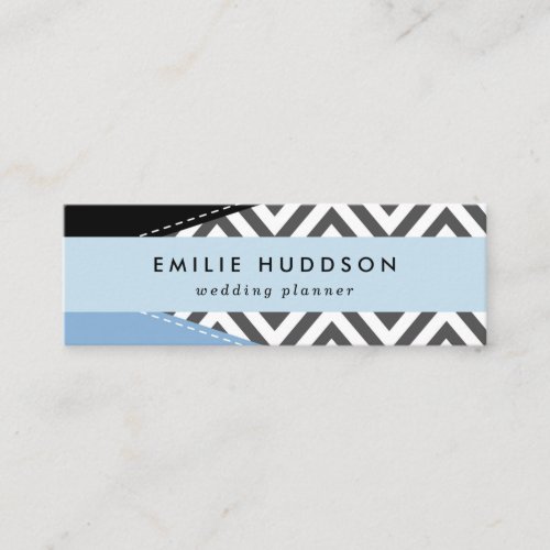 Gray Zigzag Gray Chevron Zigzag Pattern Blue Mini Business Card