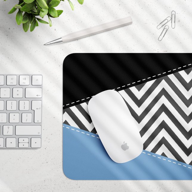 Gray Zigzag, Gray Chevron, Zigzag Pattern, Blue Mouse Pad (Creator Uploaded)