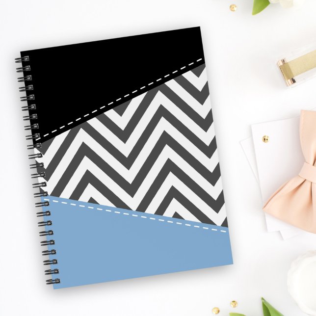 Gray Zigzag, Gray Chevron, Zigzag Pattern, Blue Notebook (Creator Uploaded)