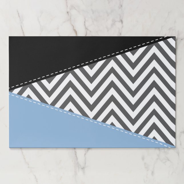 Gray Zigzag, Gray Chevron, Zigzag Pattern, Blue Paper Pad (Front)