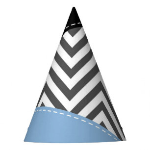 Gray Zigzag, Gray Chevron, Zigzag Pattern, Blue Party Hat