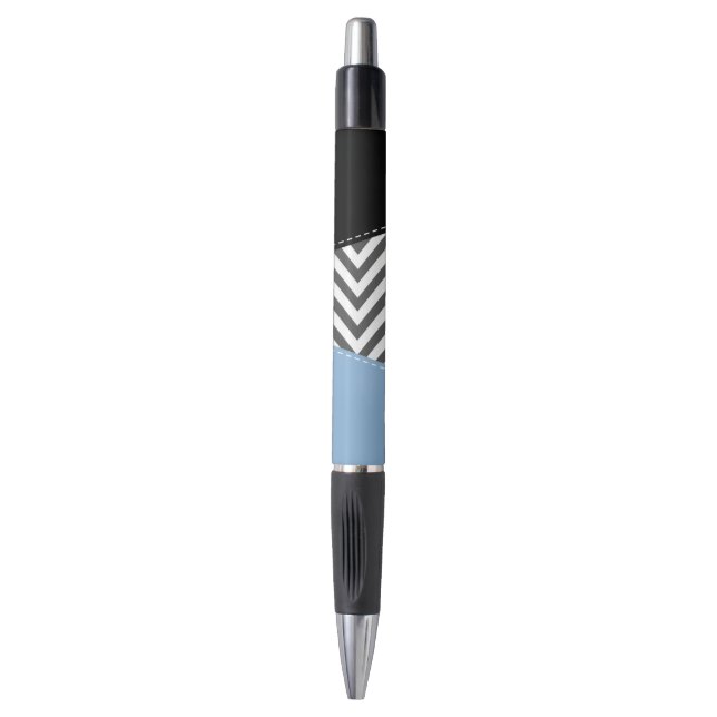 Gray Zigzag, Gray Chevron, Zigzag Pattern, Blue Pen (Front Vertical)