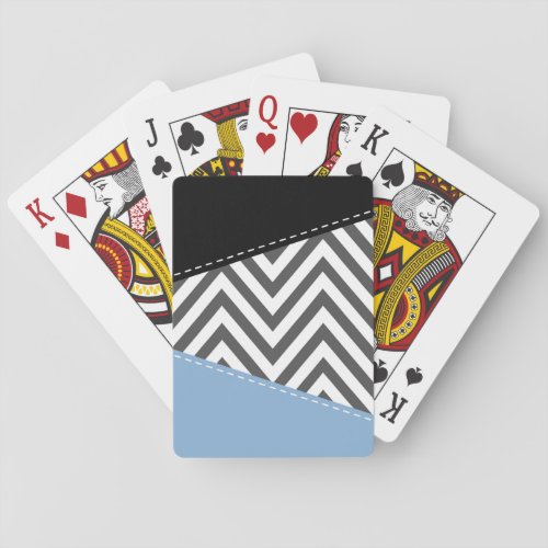 Gray Zigzag Gray Chevron Zigzag Pattern Blue Poker Cards