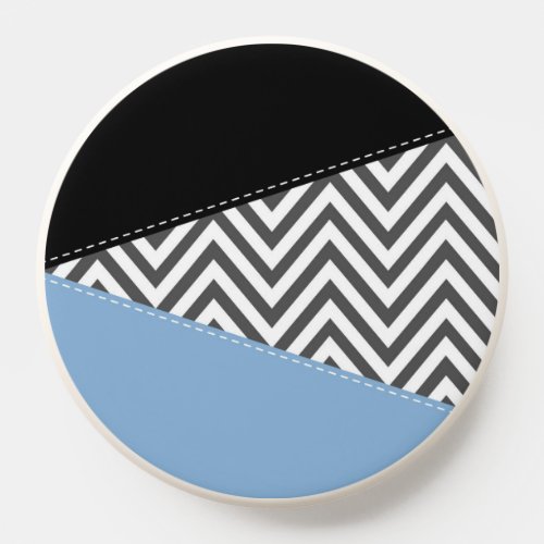 Gray Zigzag Gray Chevron Zigzag Pattern Blue PopSocket