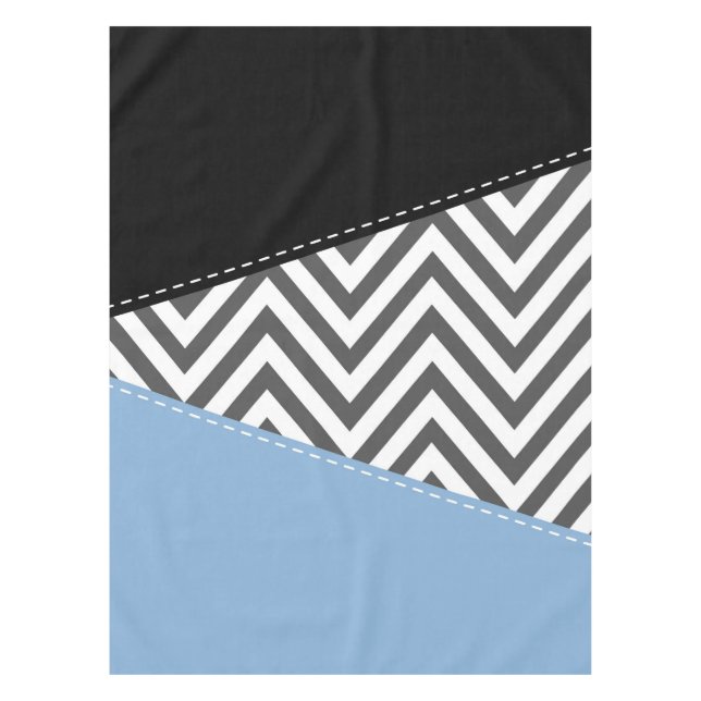 Gray Zigzag, Gray Chevron, Zigzag Pattern, Blue Tablecloth (Front)