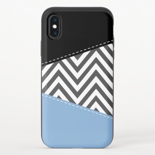 Gray Zigzag Gray Chevron Zigzag Pattern Blue iPhone X Slider Case