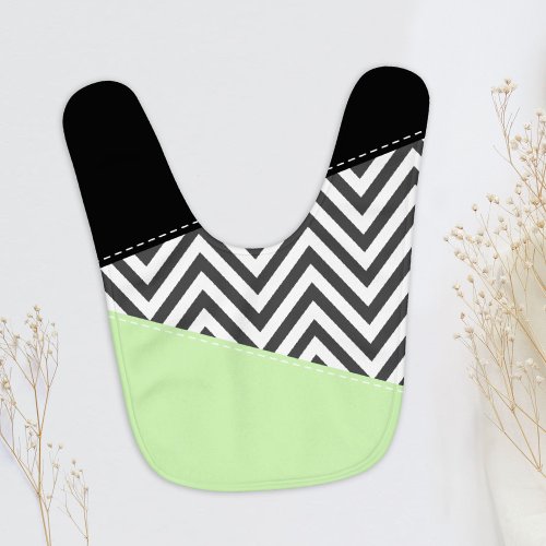 Gray Zigzag Gray Chevron Zigzag Pattern Mint Baby Bib