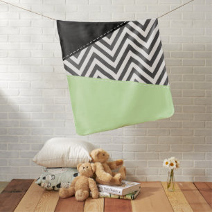 Gray Zigzag, Gray Chevron, Zigzag Pattern, Mint Baby Blanket
