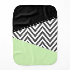Gray Zigzag, Gray Chevron, Zigzag Pattern, Mint Baby Burp Cloth