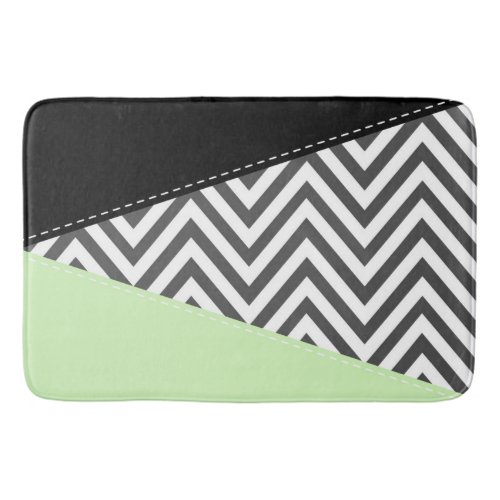 Gray Zigzag Gray Chevron Zigzag Pattern Mint Bath Mat