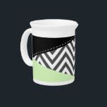 Gray Zigzag, Gray Chevron, Zigzag Pattern, Mint Beverage Pitcher<br><div class="desc">Elegant,  stylish and sophisticated zigzag (chevron) pattern in gray and white color with mint and black patches of color. Modern and trendy gift,  perfect for the zigzag lover in your life.</div>