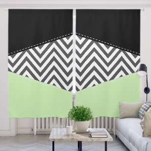 Gray Zigzag, Gray Chevron, Zigzag Pattern, Mint Blackout Curtains
