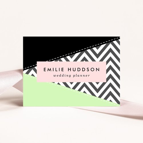 Gray Zigzag Gray Chevron Zigzag Pattern Mint Business Card