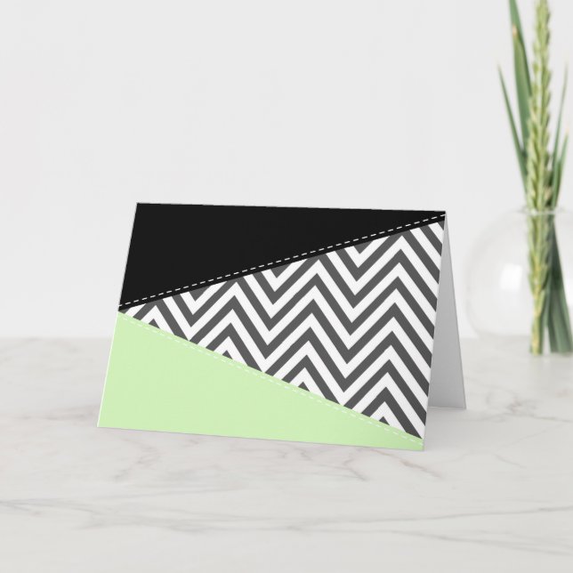 Gray Zigzag, Gray Chevron, Zigzag Pattern, Mint Card (Front)