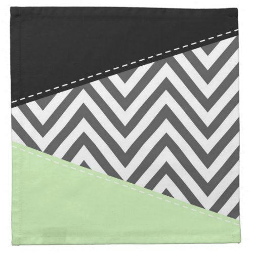 Gray Zigzag Gray Chevron Zigzag Pattern Mint Cloth Napkin
