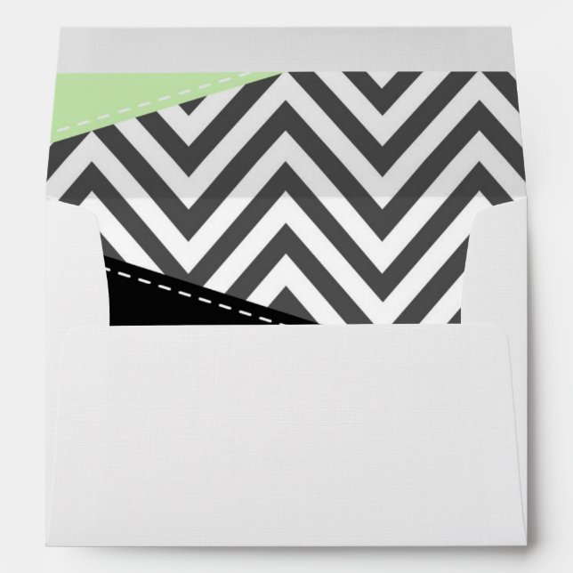 Gray Zigzag, Gray Chevron, Zigzag Pattern, Mint Envelope (Back (Bottom))