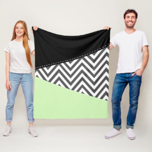 Gray Zigzag, Gray Chevron, Zigzag Pattern, Mint Fleece Blanket