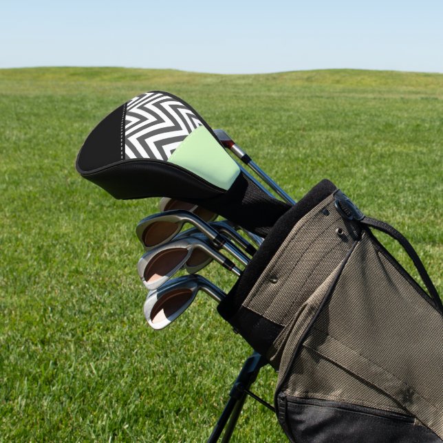 Gray Zigzag, Gray Chevron, Zigzag Pattern, Mint Golf Head Cover (In Situ)