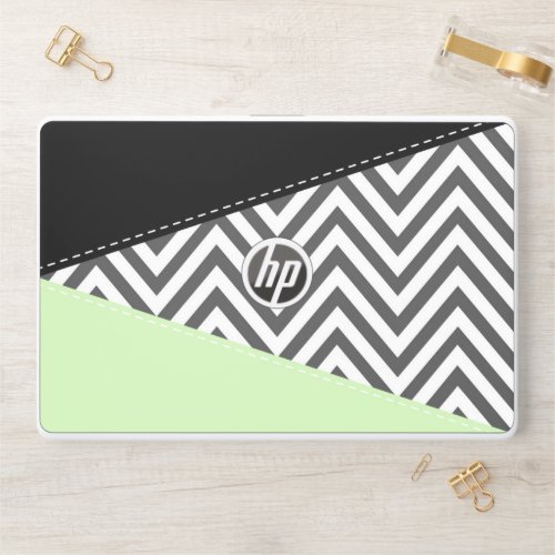 Gray Zigzag Gray Chevron Zigzag Pattern Mint HP Laptop Skin