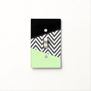Gray Zigzag, Gray Chevron, Zigzag Pattern, Mint Light Switch Cover
