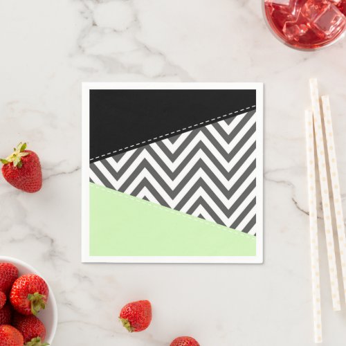 Gray Zigzag Gray Chevron Zigzag Pattern Mint Napkins