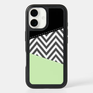 Gray Zigzag, Gray Chevron, Zigzag Pattern, Mint iPhone 16 Case