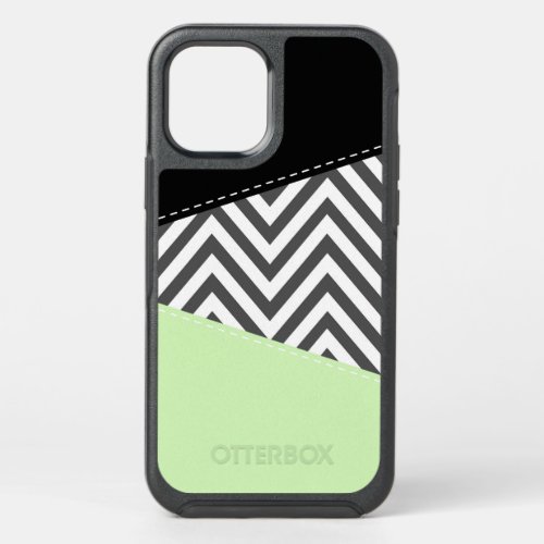 Gray Zigzag Gray Chevron Zigzag Pattern Mint OtterBox Symmetry iPhone 12 Case