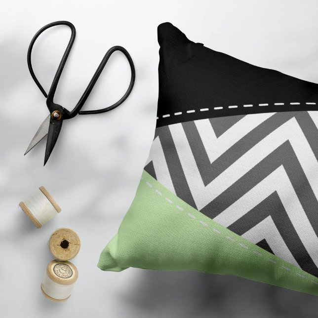 Gray Zigzag, Gray Chevron, Zigzag Pattern, Mint Pillow Case (Creator Uploaded)