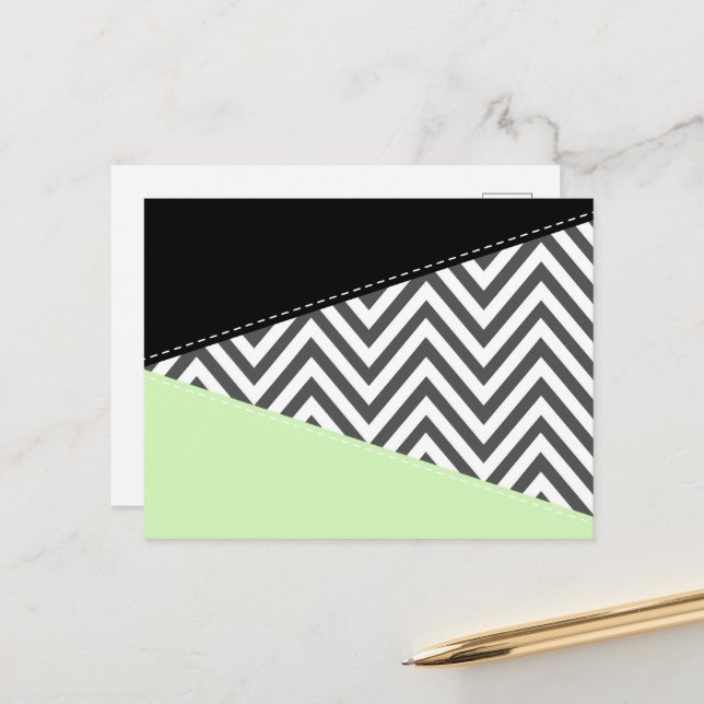 Gray Zigzag, Gray Chevron, Zigzag Pattern, Mint Postcard (Front/Back In Situ)