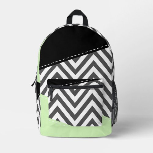 Gray Zigzag Gray Chevron Zigzag Pattern Mint Printed Backpack
