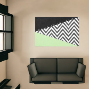 Gray Zigzag, Gray Chevron, Zigzag Pattern, Mint Rug