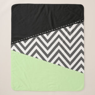 Gray Zigzag, Gray Chevron, Zigzag Pattern, Mint Sherpa Blanket