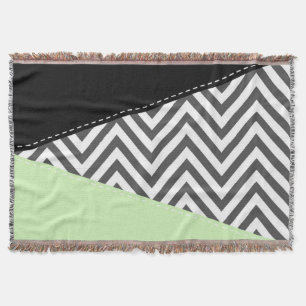 Gray Zigzag, Gray Chevron, Zigzag Pattern, Mint Throw Blanket