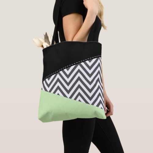 Gray Zigzag Gray Chevron Zigzag Pattern Mint Tote Bag