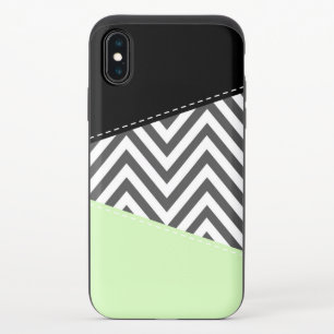 Gray Zigzag, Gray Chevron, Zigzag Pattern, Mint iPhone X Slider Case