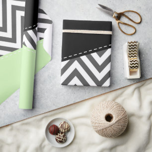 Gray Zigzag, Gray Chevron, Zigzag Pattern, Mint Wrapping Paper