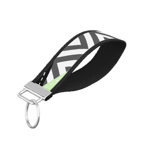 Gray Zigzag Gray Chevron Zigzag Pattern Mint Wrist Keychain