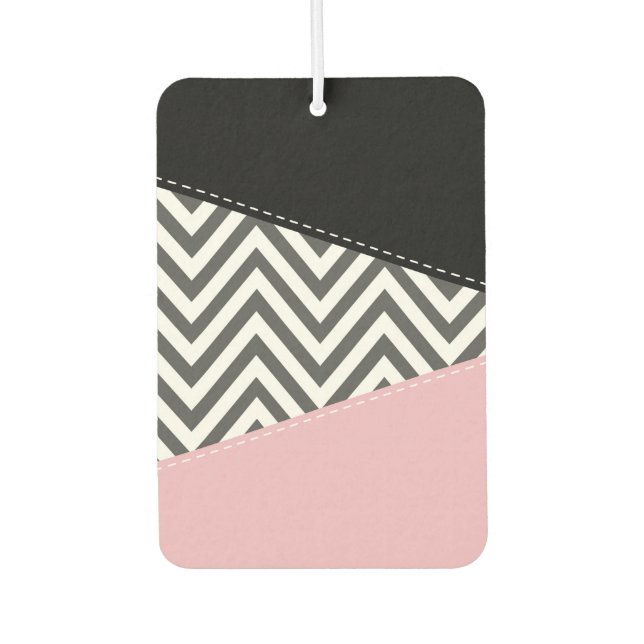 Gray Zigzag, Gray Chevron, Zigzag Pattern, Pink Air Freshener (Front)