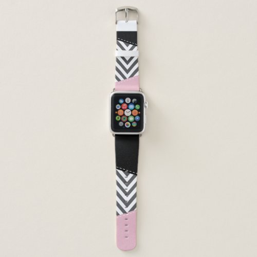Gray Zigzag Gray Chevron Zigzag Pattern Pink Apple Watch Band