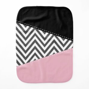 Gray Zigzag, Gray Chevron, Zigzag Pattern, Pink Baby Burp Cloth