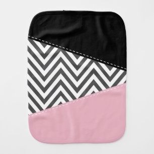 Gray Zigzag, Gray Chevron, Zigzag Pattern, Pink Baby Burp Cloth